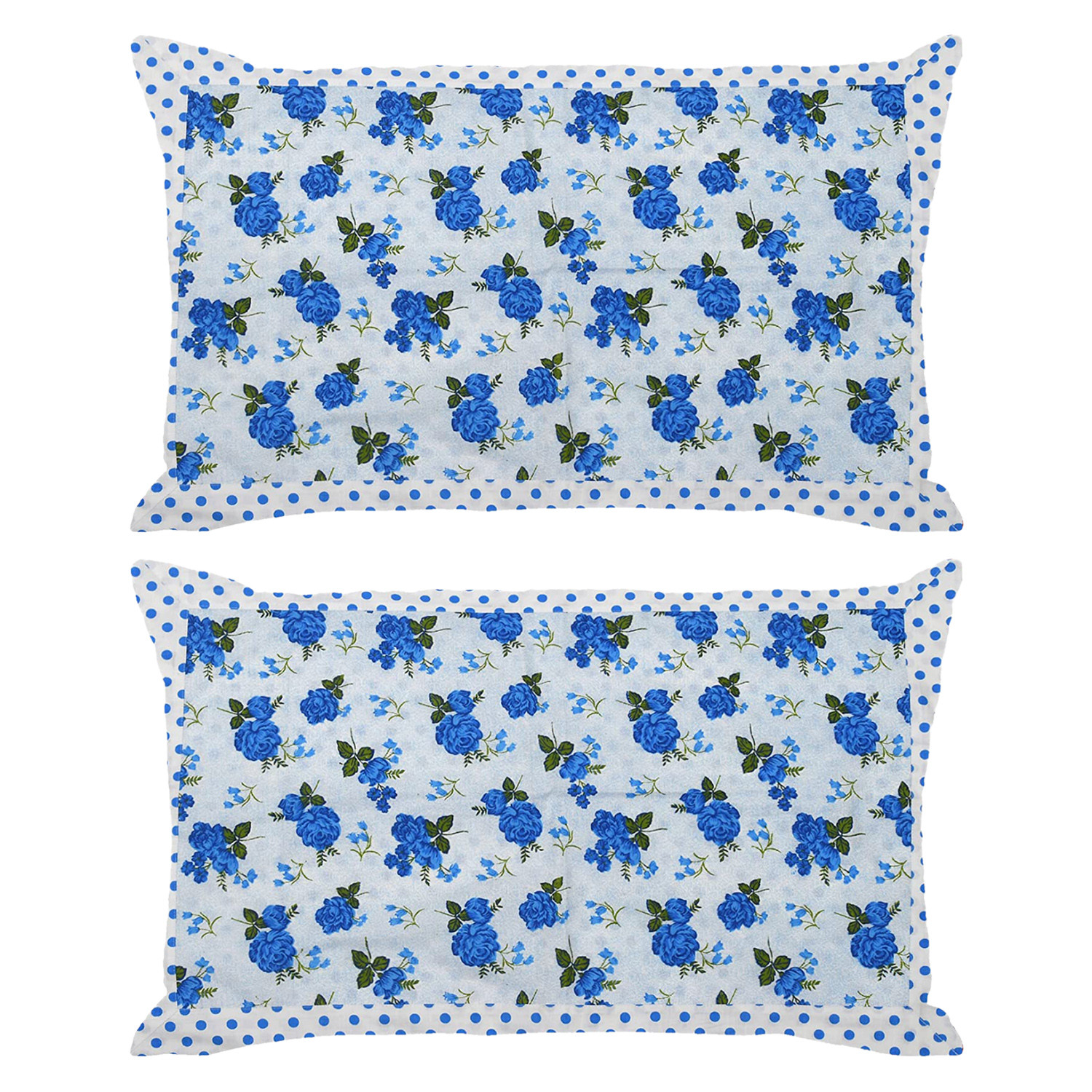 Kuber Industries Dot Print Cotton Pillow Cover- 17x27 Inch,(Blue)