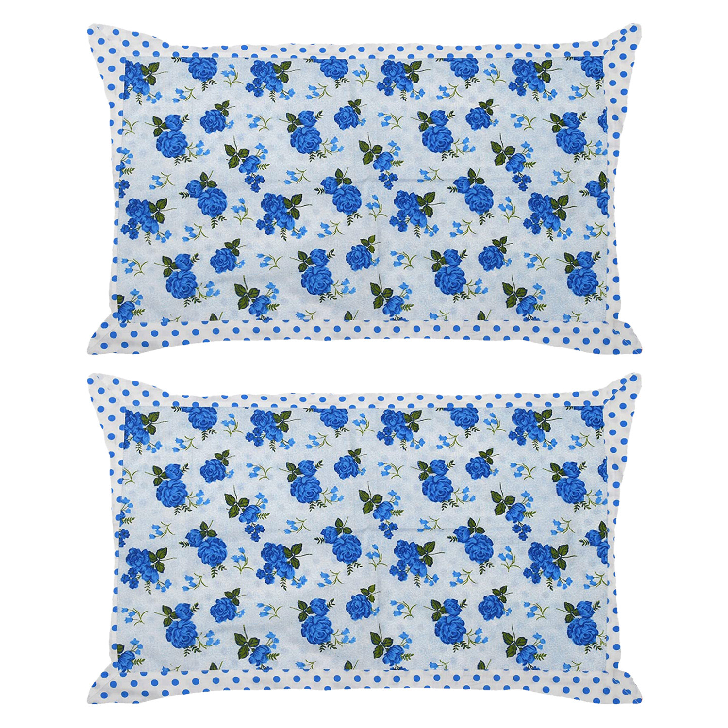 Kuber Industries Dot Print Cotton Pillow Cover- 17x27 Inch,(Blue)