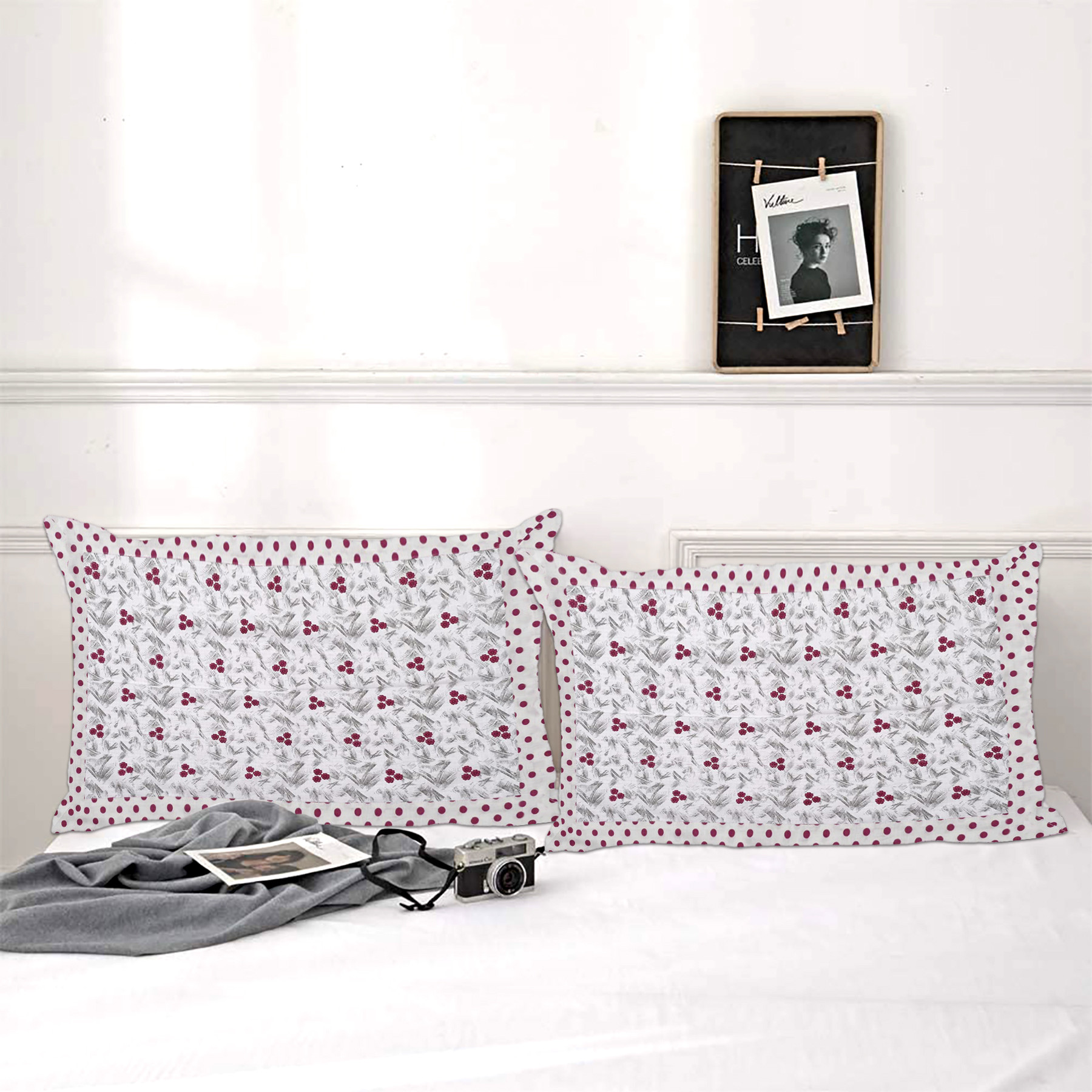 Kuber Industries Dot Print Cotton Pillow Cover- 17x27 Inch,(Pink)
