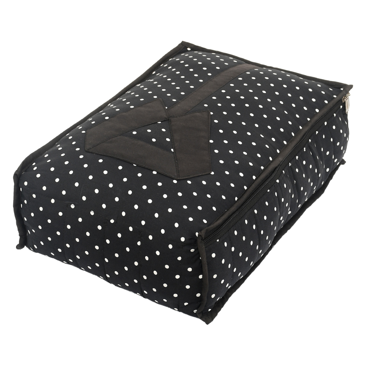 Kuber Industries Dot Print Cotton Shirt Cover/Clothing Organizer/Wardrobe Organizer For Home, Traveling (Black) 54KM4180