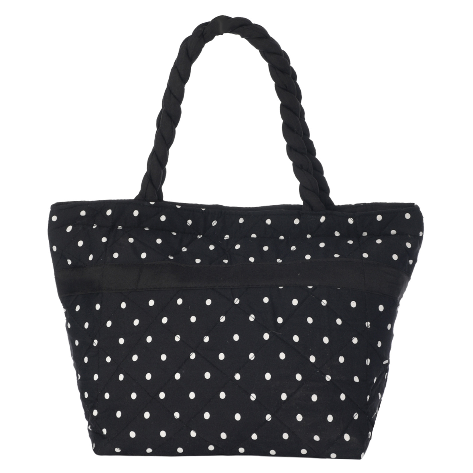 Kuber Industries Dot Print Hand Bag, Bow Bag For Women/Girls With Handle (Black)