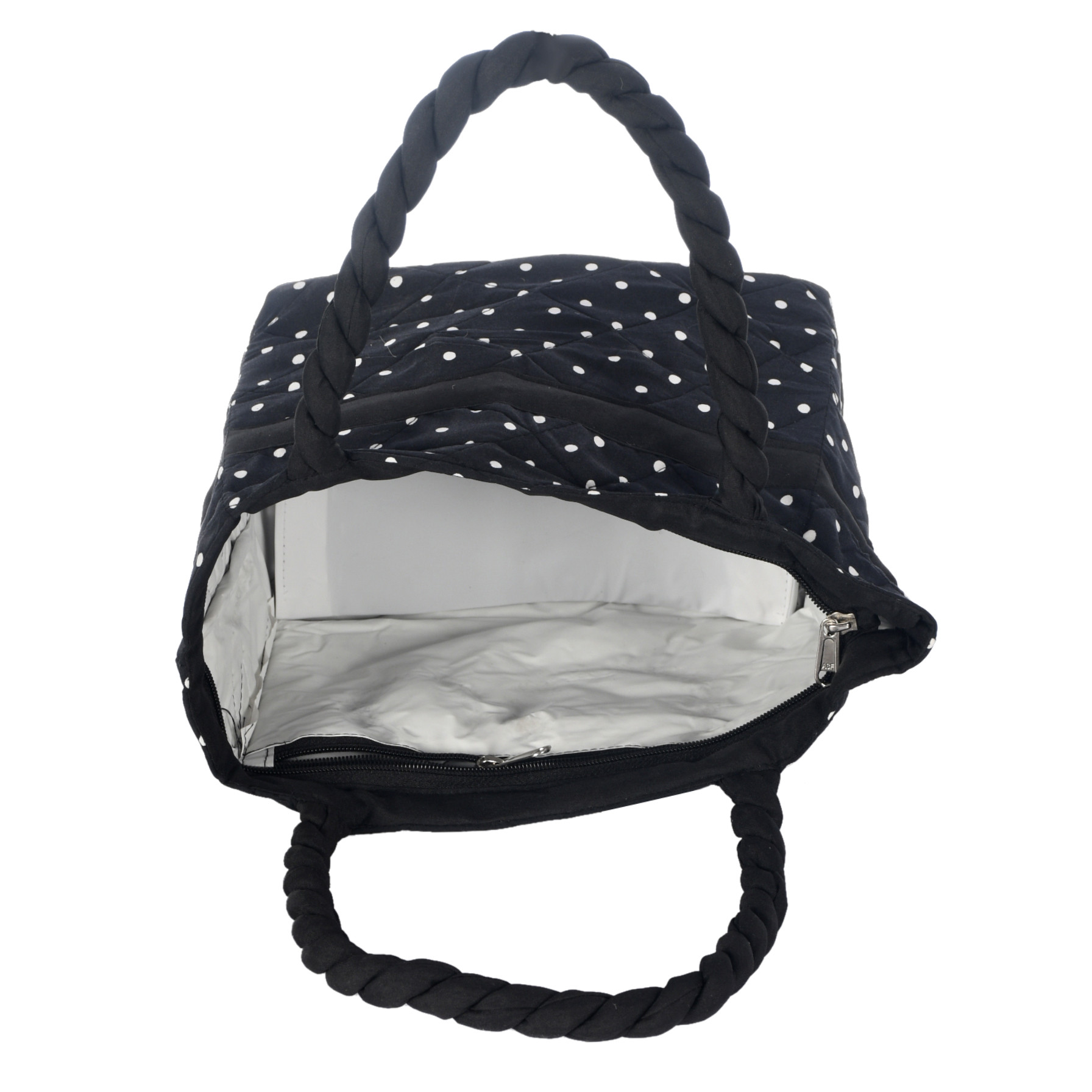 Kuber Industries Dot Print Hand Bag, Bow Bag For Women/Girls With Handle (Black)