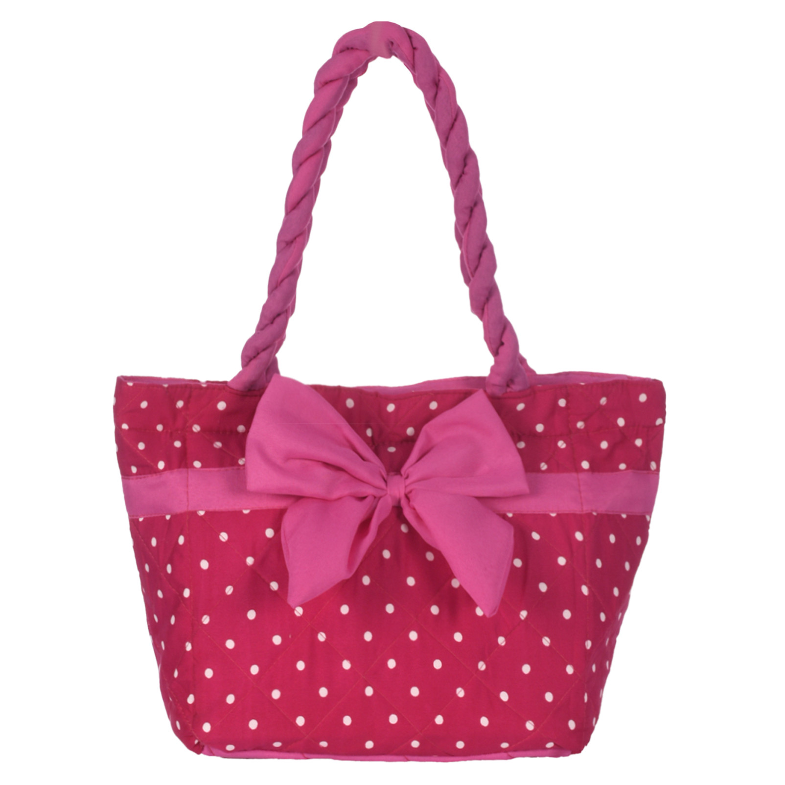 Kuber Industries Dot Print Hand Bag, Bow Bag For Women/Girls With Handle (Pink)
