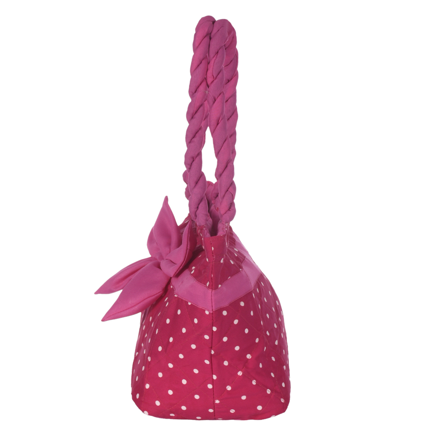 Kuber Industries Dot Print Hand Bag, Bow Bag For Women/Girls With Handle (Pink)