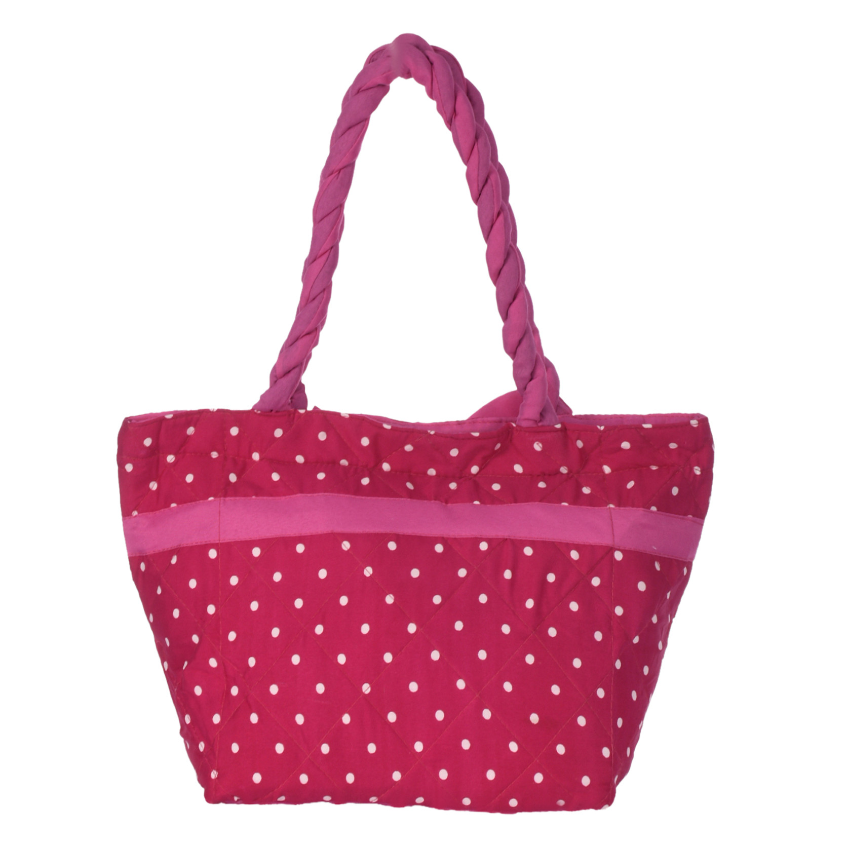 Kuber Industries Dot Print Hand Bag, Bow Bag For Women/Girls With Handle (Pink)