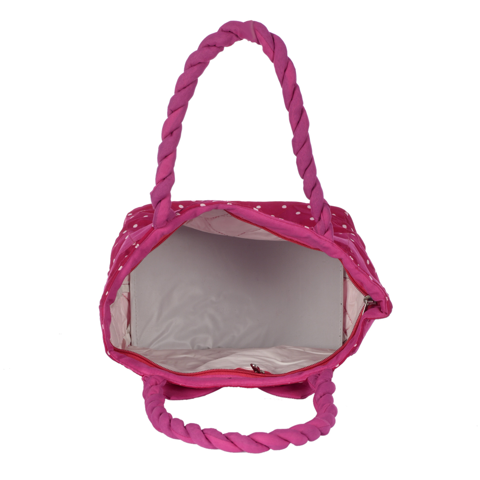 Kuber Industries Dot Print Hand Bag, Bow Bag For Women/Girls With Handle (Pink)
