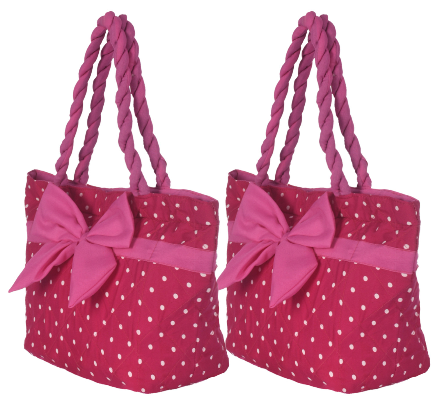 Kuber Industries Dot Print Hand Bag, Bow Bag For Women/Girls With Handle (Pink)