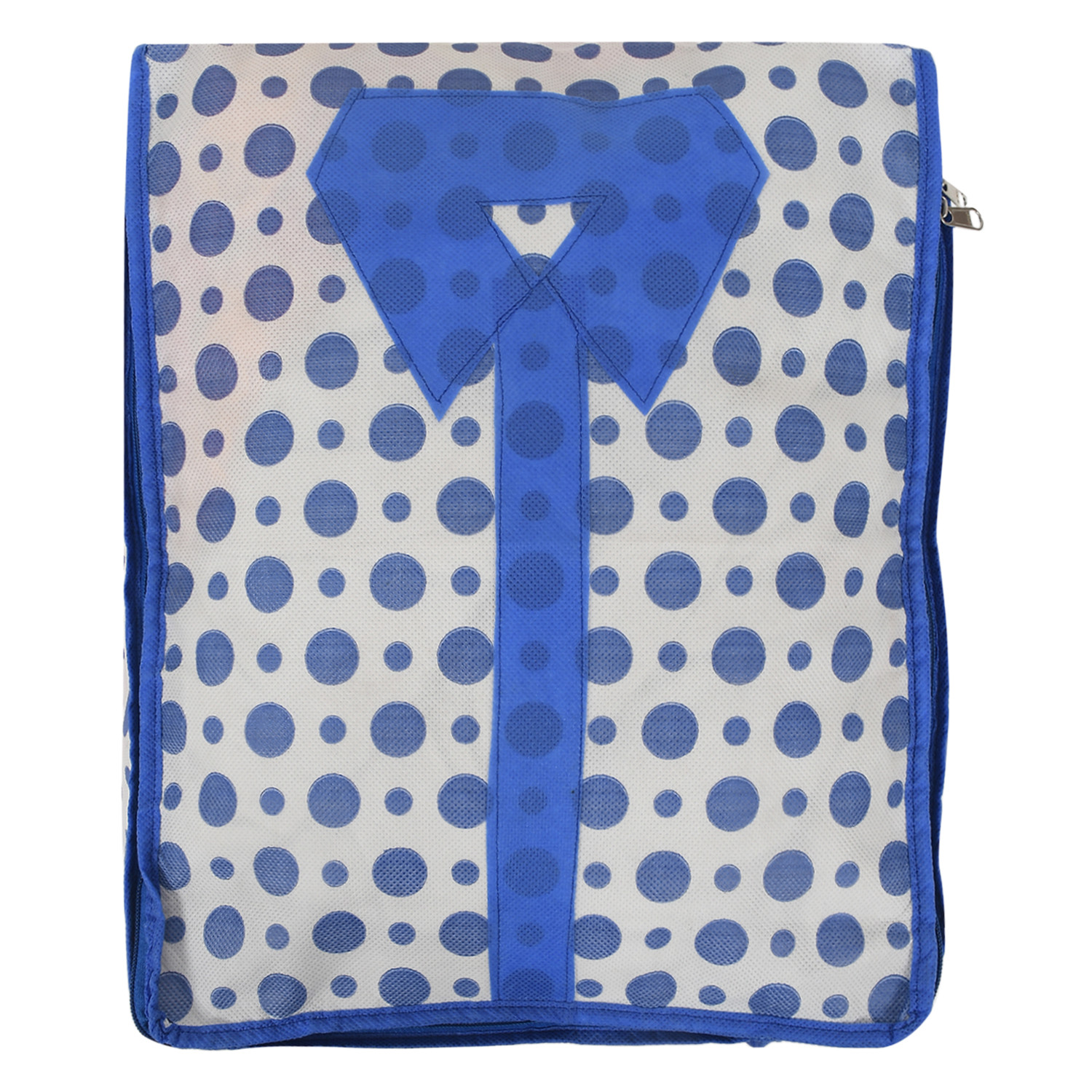 Kuber Industries Dot Print Non-Woven Shirt Cover/Clothing Organizer/Wardrobe Organizer For Home, Traveling (Blue) 54KM4177