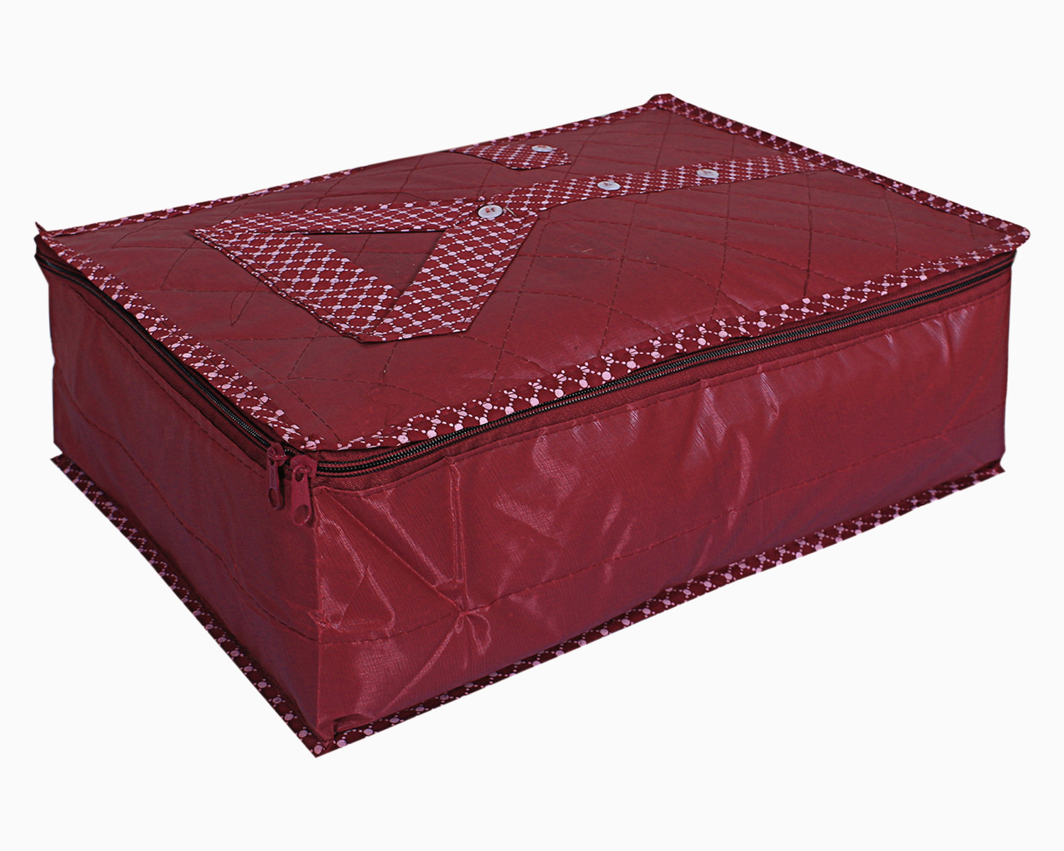 Kuber Industries Dot Print Parachute Shirt Cover/Clothing Organizer/Wardrobe Organizer With Window For Home, Traveling (Maroon)