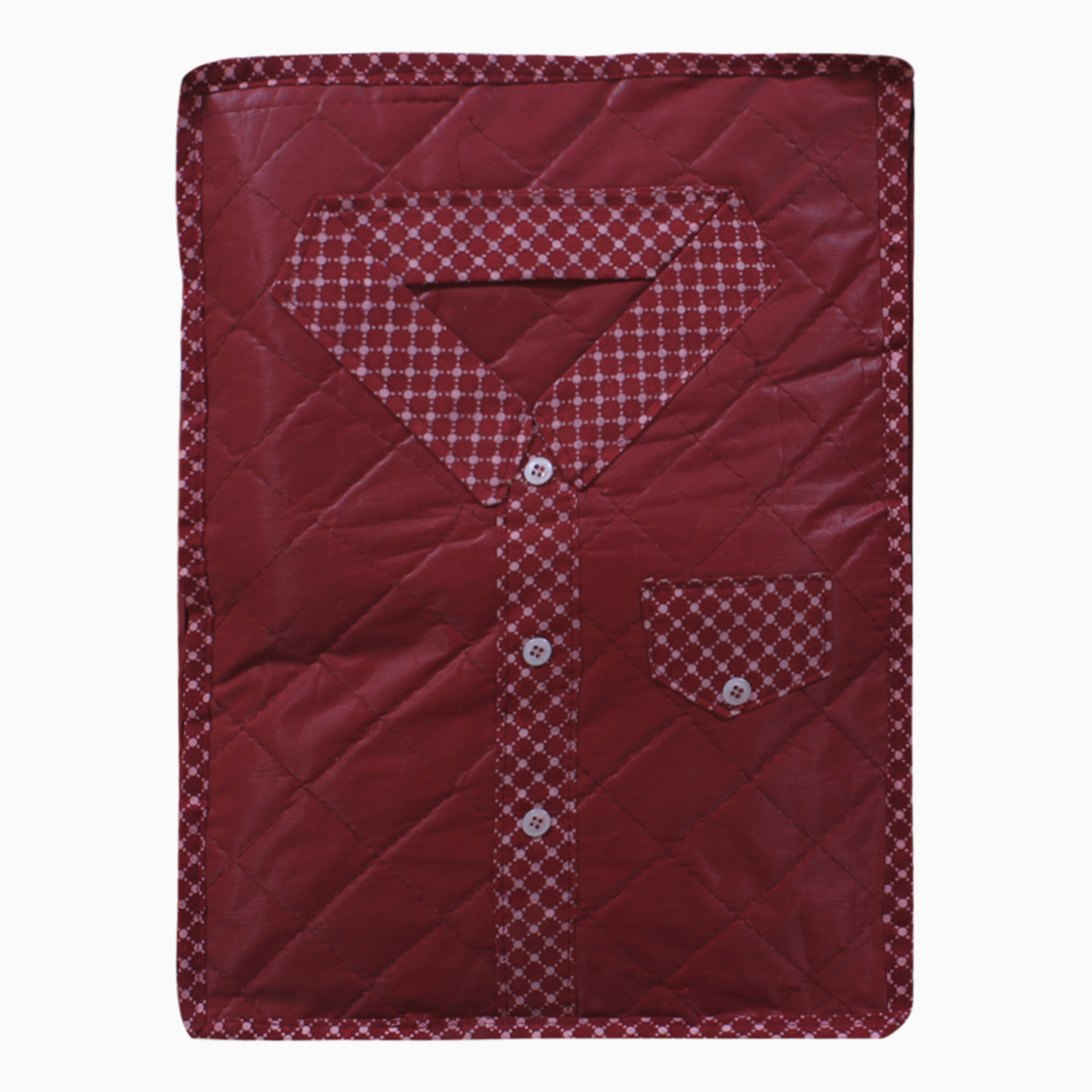 Kuber Industries Dot Print Parachute Shirt Cover/Clothing Organizer/Wardrobe Organizer With Window For Home, Traveling (Maroon)