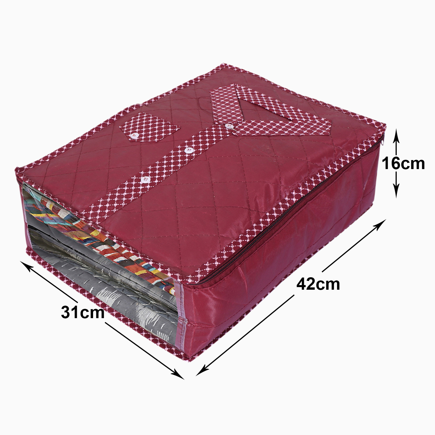 Kuber Industries Dot Print Parachute Shirt Cover/Clothing Organizer/Wardrobe Organizer With Window For Home, Traveling (Maroon)