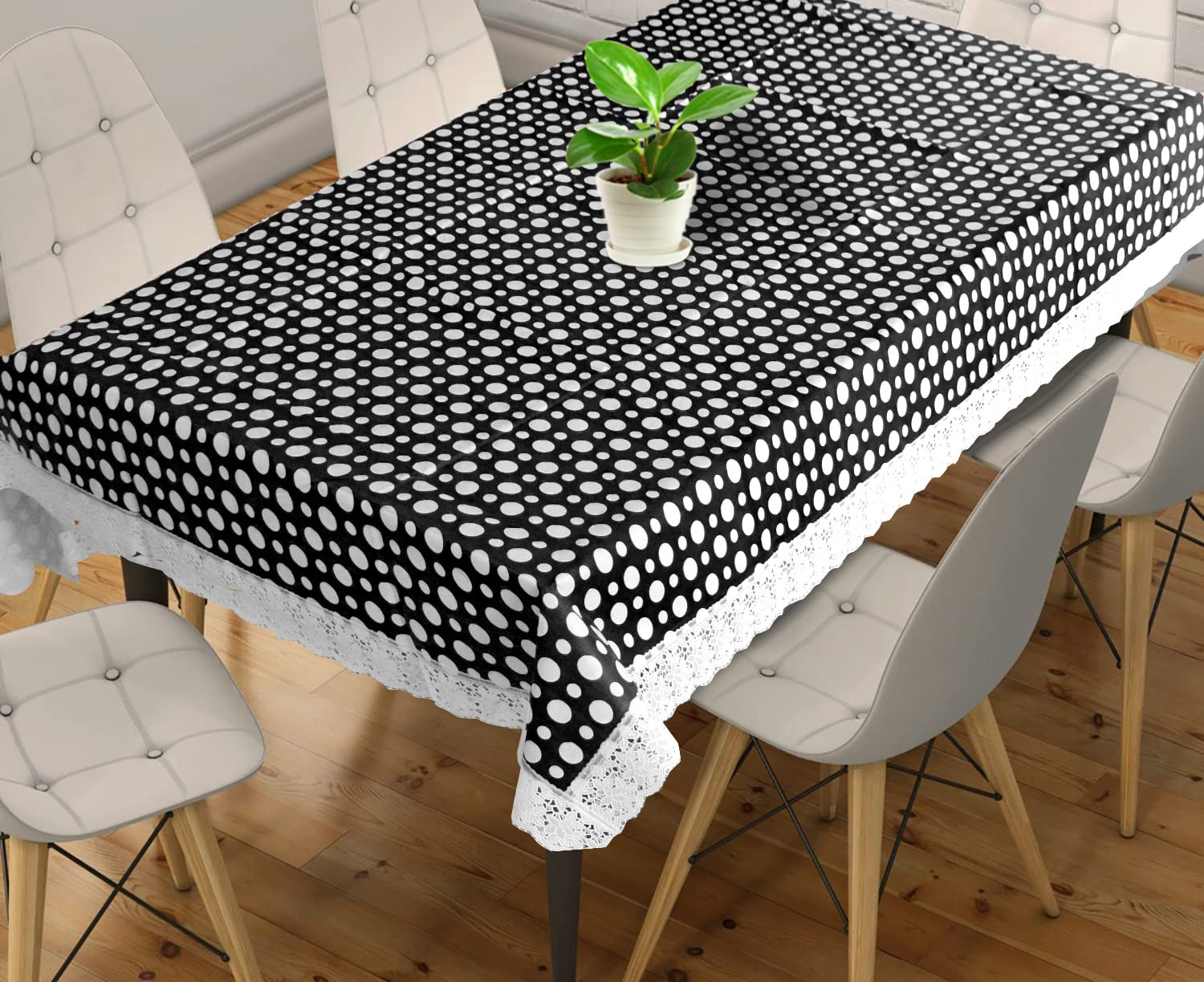 Kuber Industries Dot Print PVC Dining Table Cover/Table Cloth For Home Decorative Luxurious 6 Seater, 60