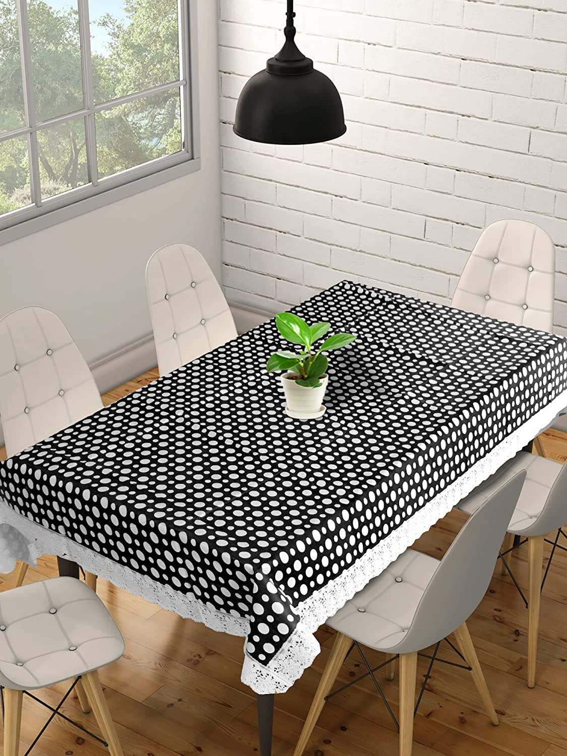 Kuber Industries Dot Print PVC Dining Table Cover/Table Cloth For Home Decorative Luxurious 6 Seater, 60