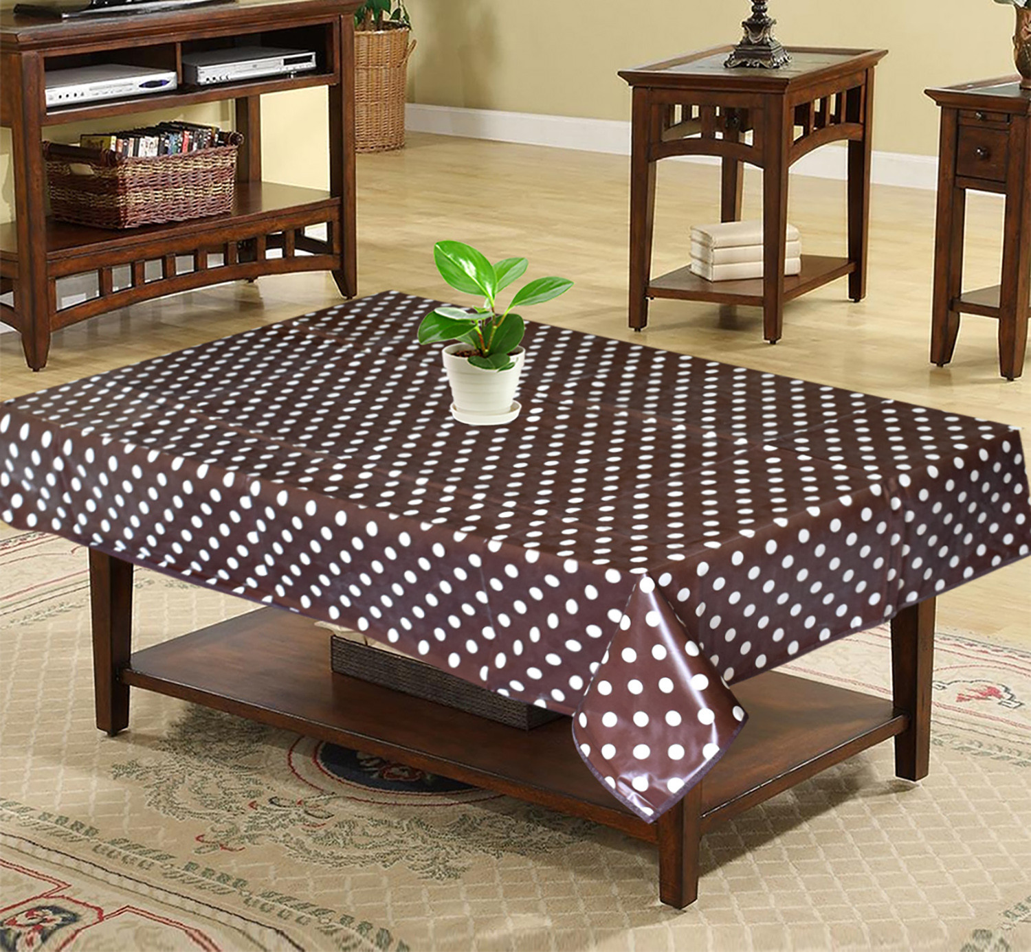 Kuber Industries Dot Print PVC Reversable Center Table Cover For Home Decorative Luxurious 4 Seater, 60