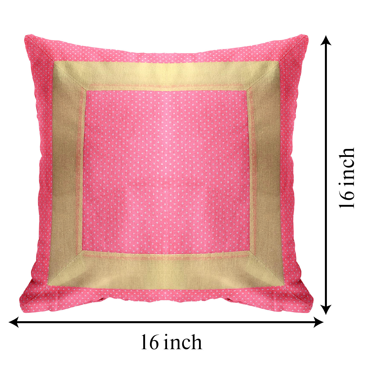 Kuber Industries Dot Print Soft Decorative Square Cushion Cover, Cushion Case For Sofa Couch Bed 16x16 Inch-(Light Pink)