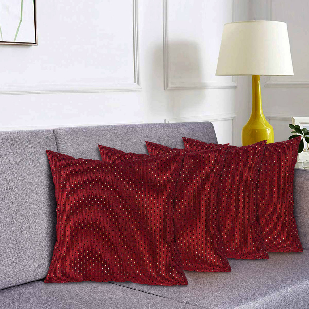 Kuber Industries Dot Print Soft Decorative Square Cushion Cover, Cushion Case For Sofa Couch Bed 16x16 Inch-(Maroon)