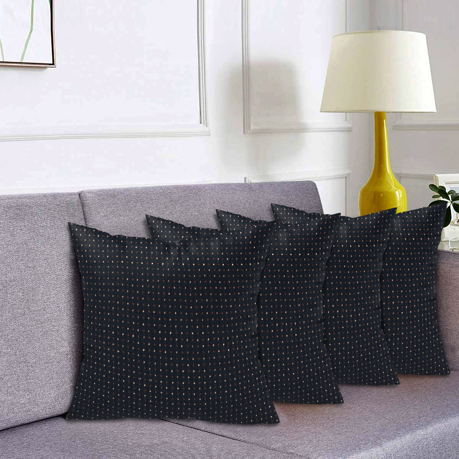 Kuber Industries Dot Print Soft Decorative Square Cushion Cover, Cushion Case For Sofa Couch Bed 16x16 Inch-(Navy Blue)
