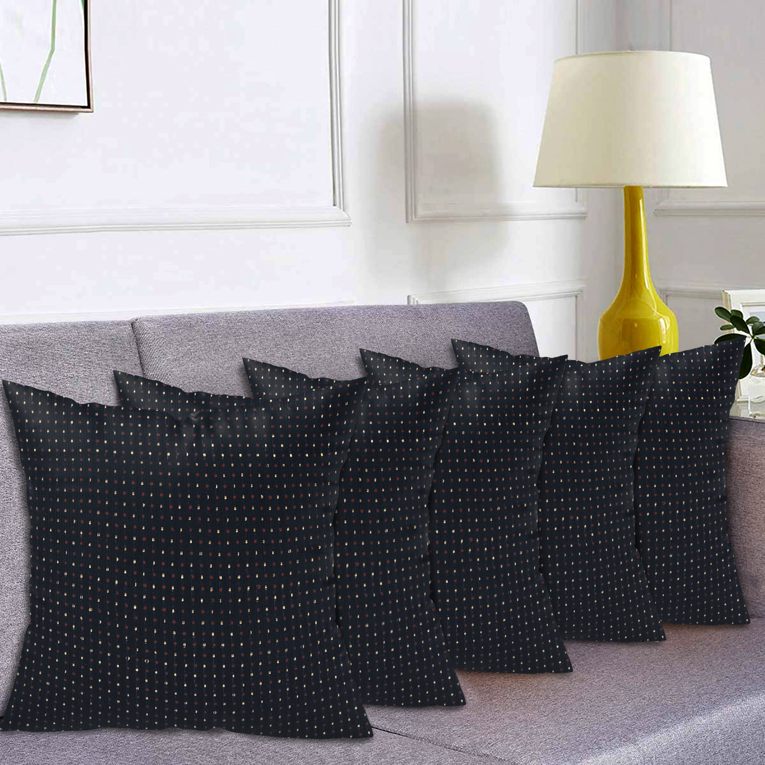 Kuber Industries Dot Print Soft Decorative Square Cushion Cover, Cushion Case For Sofa Couch Bed 16x16 Inch-(Navy Blue)