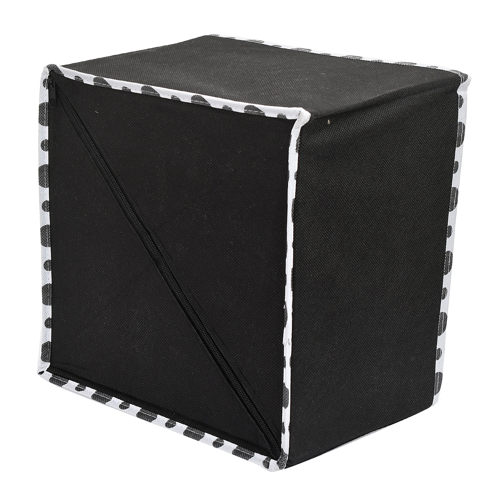 Kuber Industries Dot Printed 3 Drawers Foldable Non-Woven Dressing/Jewllery/Makeup Organizer Box (Black)-45KM09