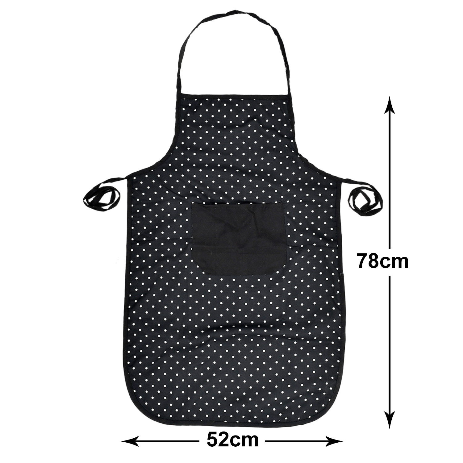 Kuber Industries Dot Printed Apron with 1 Front Pocket (Black)