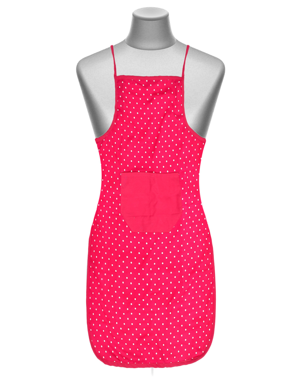 Kuber Industries Dot Printed Apron with 1 Front Pocket (Pink)