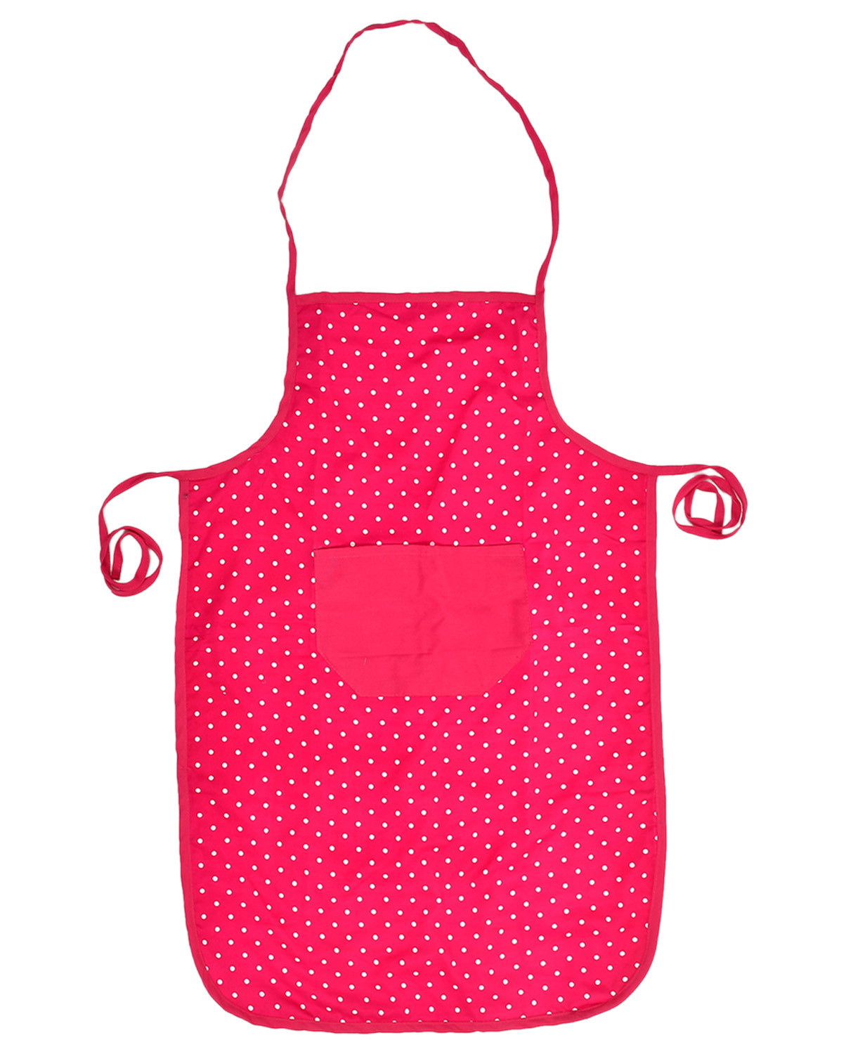 Kuber Industries Dot Printed Apron with 1 Front Pocket (Pink)