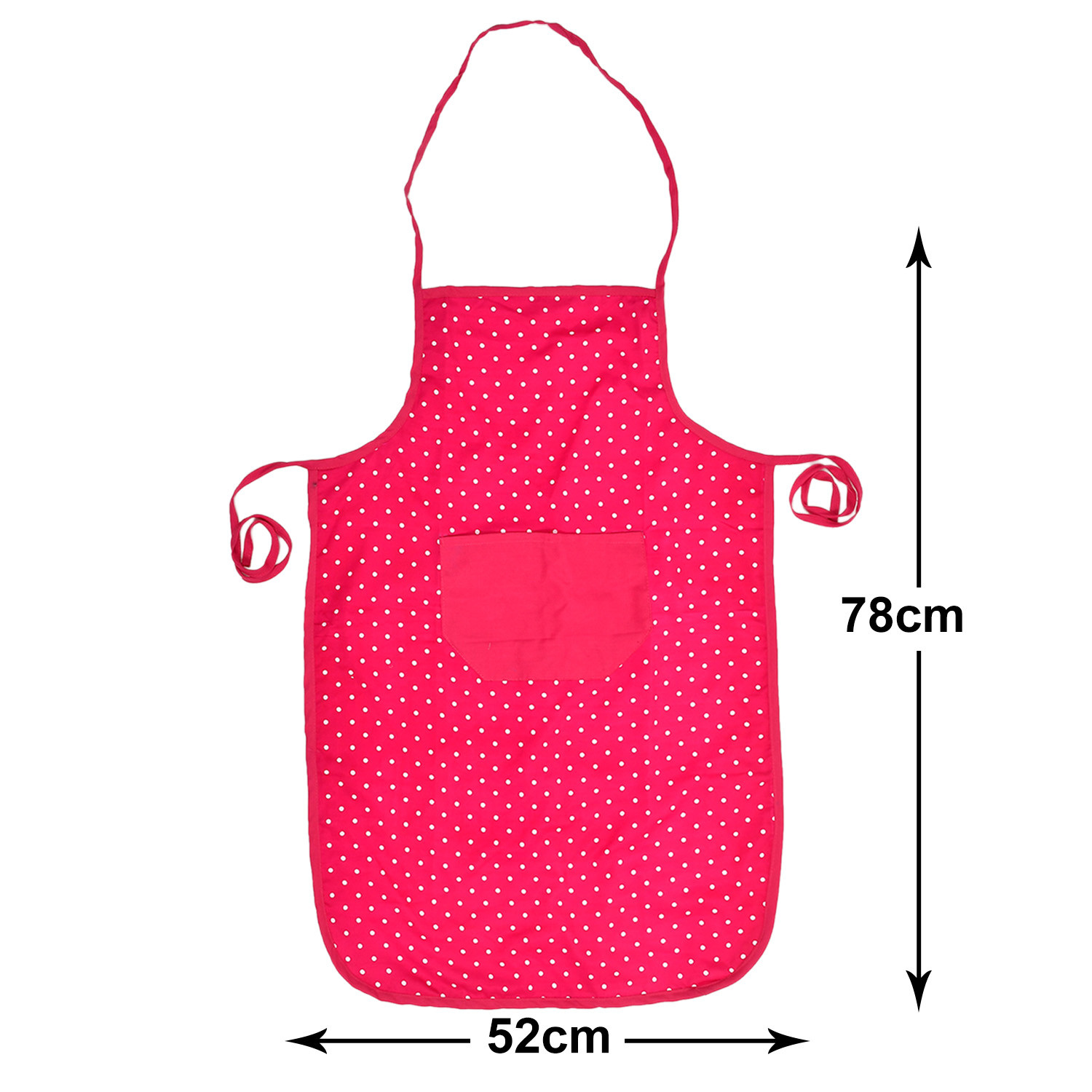 Kuber Industries Dot Printed Apron with 1 Front Pocket (Pink)