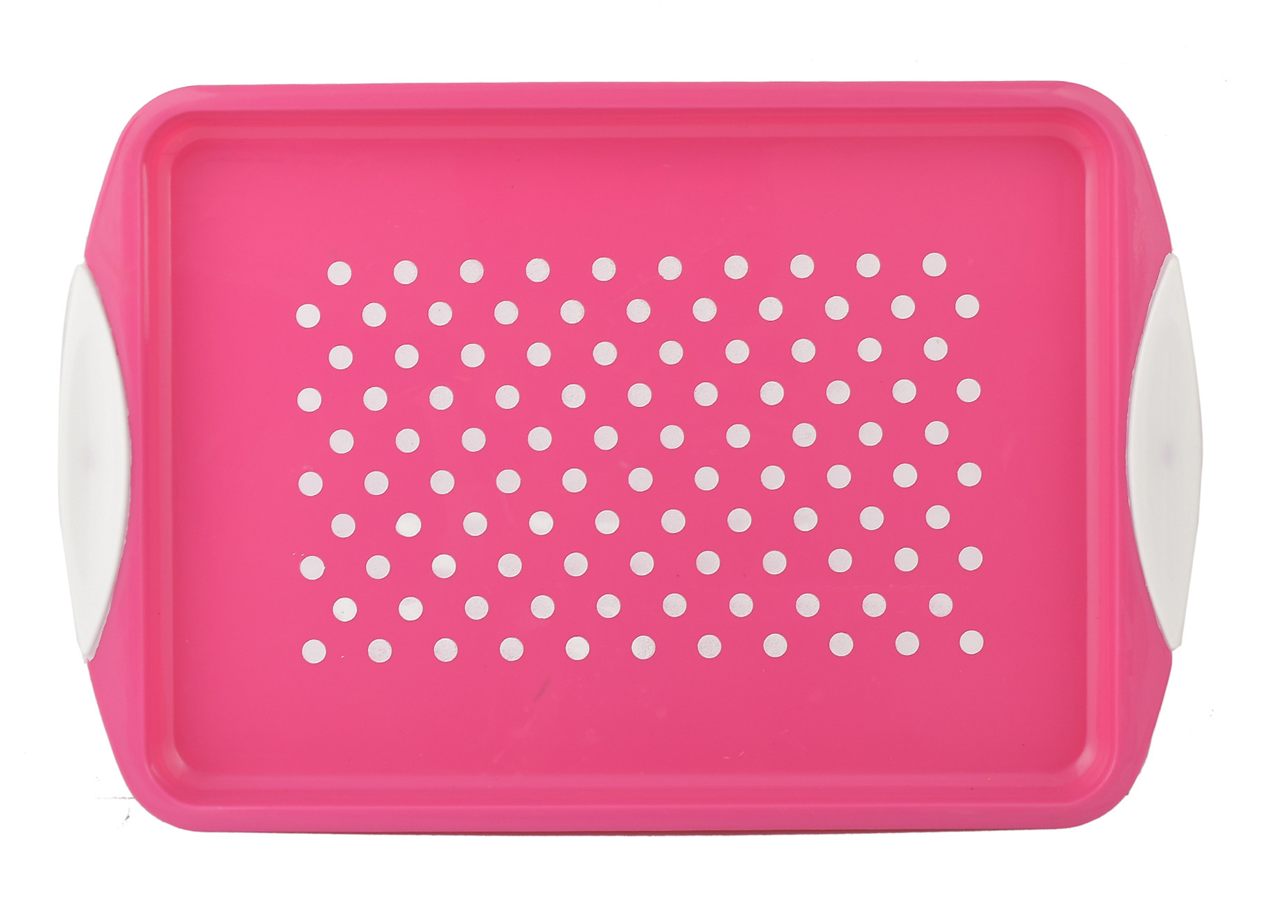 Kuber Industries Dot Printed BPA Free Food Grade Unbreakable Plastic 6 Tumblers/Glass Set With Jug & Tray Drinkware Set, Set of 8 (Pink)-HS42KUBMART25099