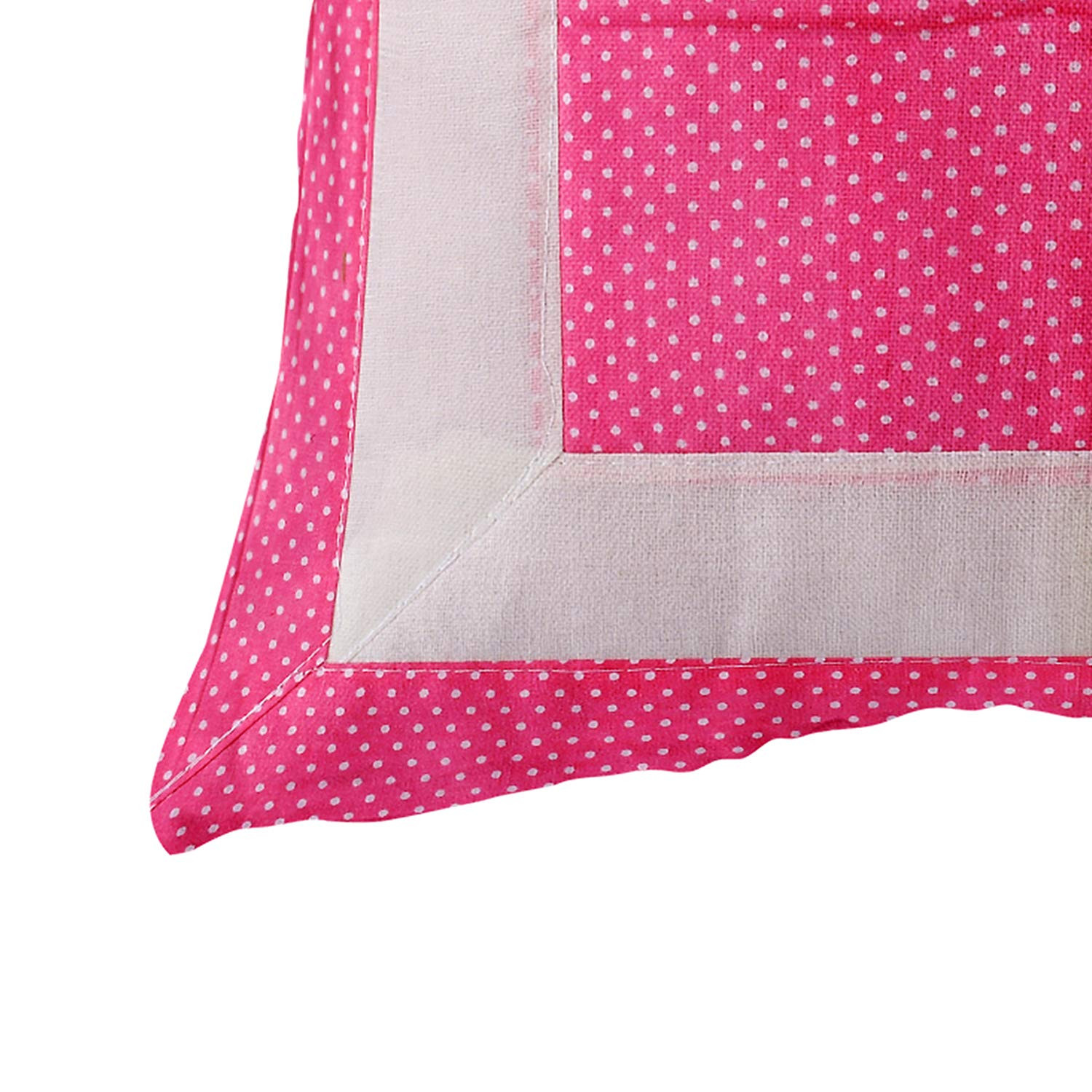 Kuber Industries Dot Printed Cotton Comfortable Decorative Throw Pillow Case Square Cushion Cover Pillowcas 16x16 Inches,(Pink)