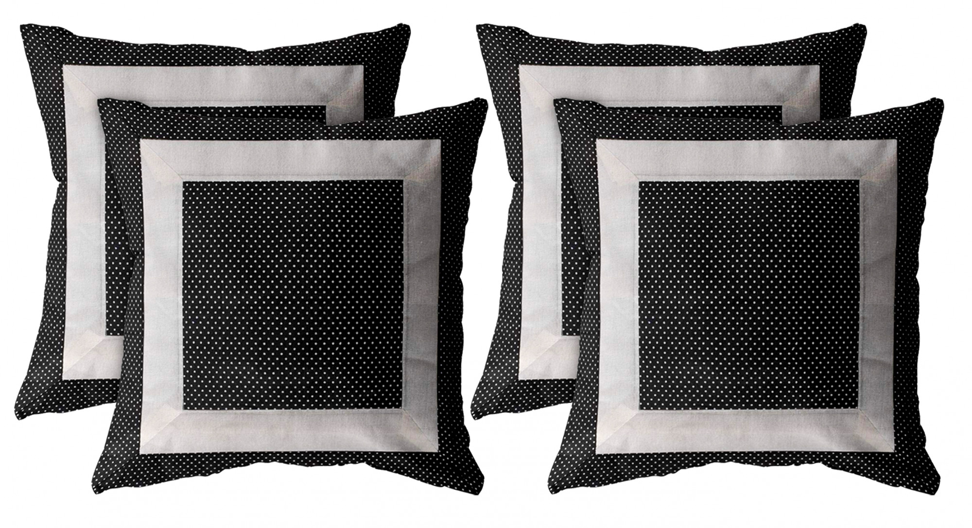 Kuber Industries Dot Printed Cotton Comfortable Decorative Throw Pillow Case Square Cushion Cover Pillowcas 16x16 Inches,(Black)