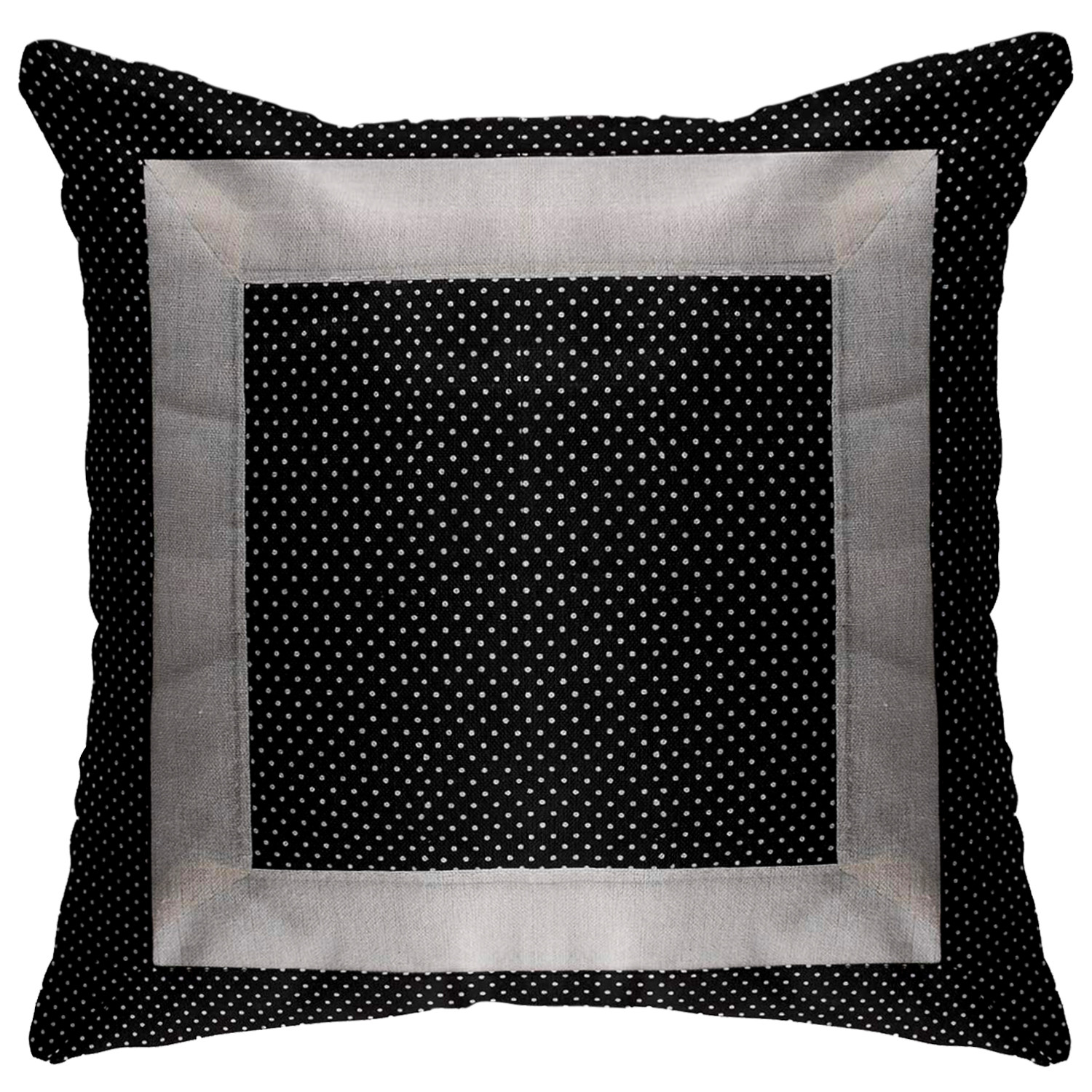 Kuber Industries Dot Printed Cotton Comfortable Decorative Throw Pillow Case Square Cushion Cover Pillowcas 16x16 Inches,(Black)