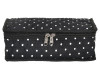 Kuber Industries Dot Printed Cotton Jewellery Organizer With 6 Transparent Pockets For Keeps Your Jewellery,Earrings, Necklaces Organized And Secure (Black)