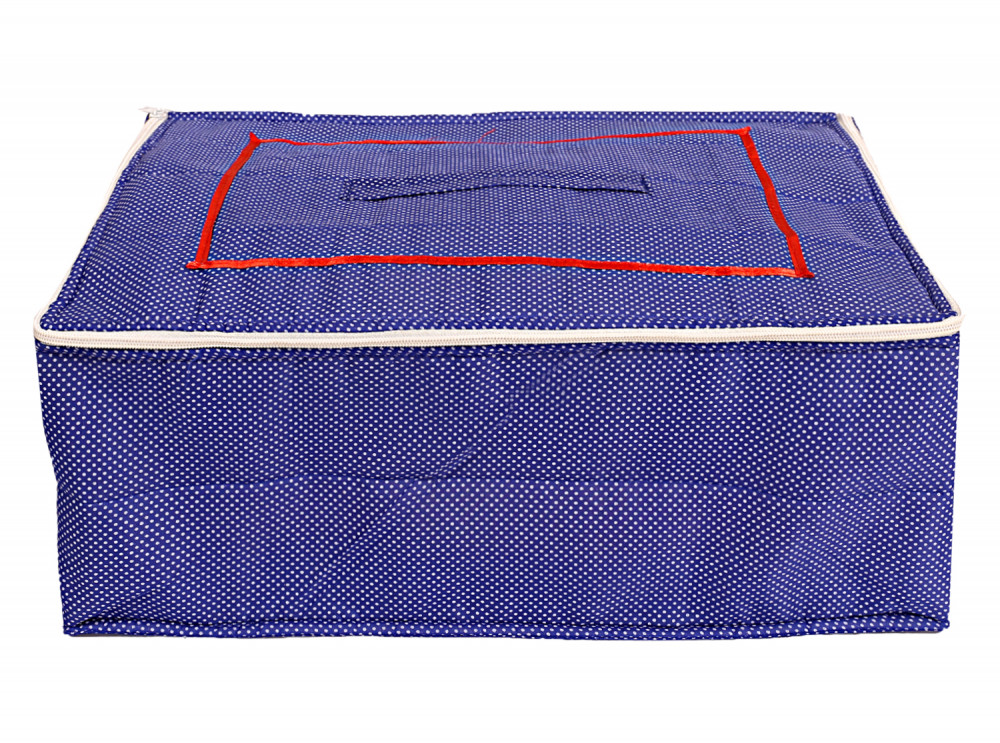 Kuber Industries Dot Printed Cotton Saree Cover, Clothes Organiser For Wardrobe, Storage Bag, Regular Clothes Storage Bag With Handle on Top(Blue)-HS_38_KUBMART20961