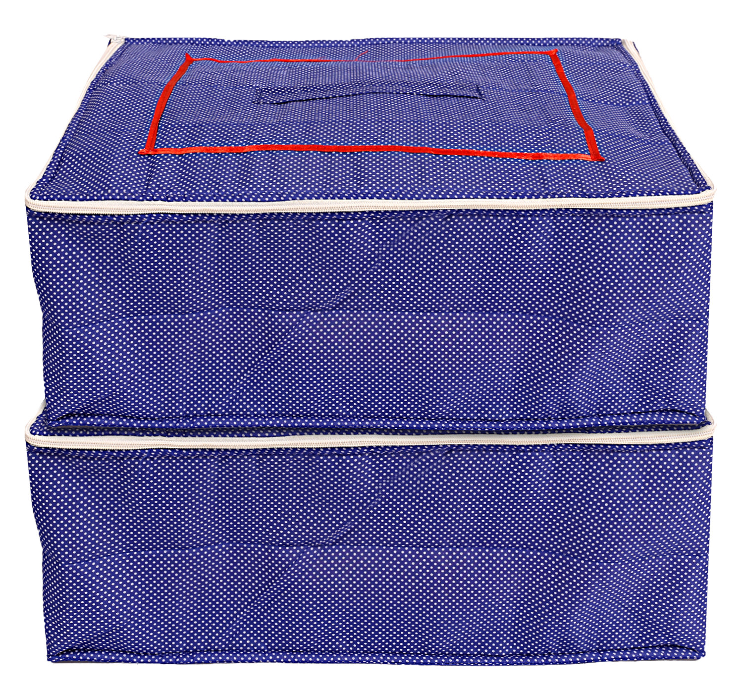 Kuber Industries Dot Printed Cotton Saree Cover, Clothes Organiser For Wardrobe, Storage Bag, Regular Clothes Storage Bag With Handle on Top(Blue)-HS_38_KUBMART20961
