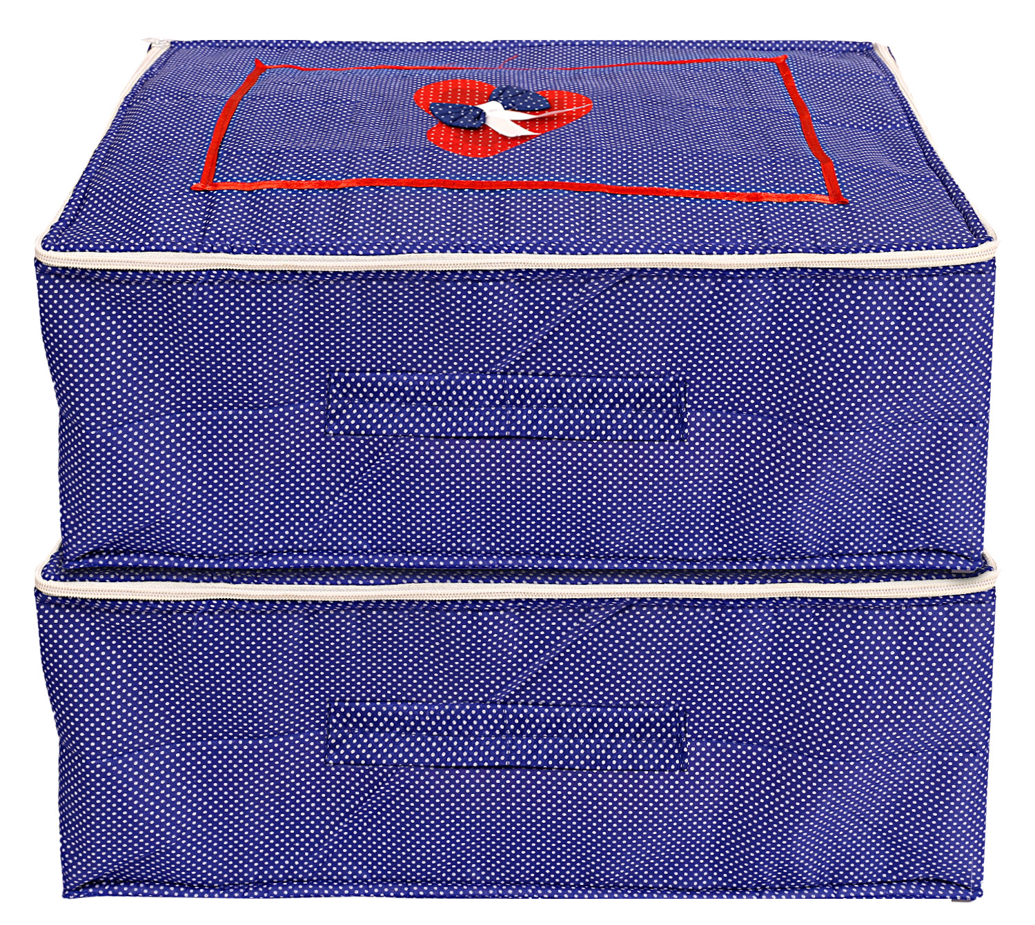 Kuber Industries Dot Printed Cotton Saree Cover, Clothes Organiser For Wardrobe, Storage Bag, Regular Clothes Storage Bag(Blue)-HS_38_KUBMART20965