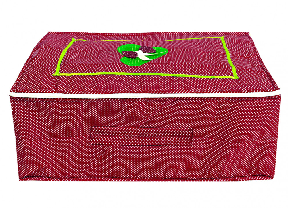 Kuber Industries Dot Printed Cotton Saree Cover, Clothes Organiser For Wardrobe, Storage Bag, Regular Clothes Storage Bag(Red)-HS_38_KUBMART20969