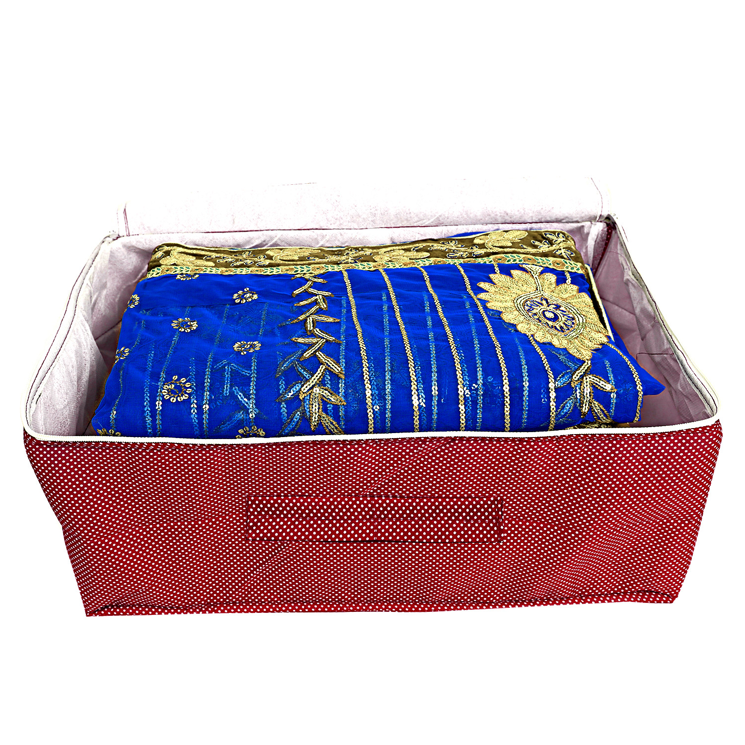 Kuber Industries Dot Printed Cotton Saree Cover, Clothes Organiser For Wardrobe, Storage Bag, Regular Clothes Storage Bag(Red)-HS_38_KUBMART20969