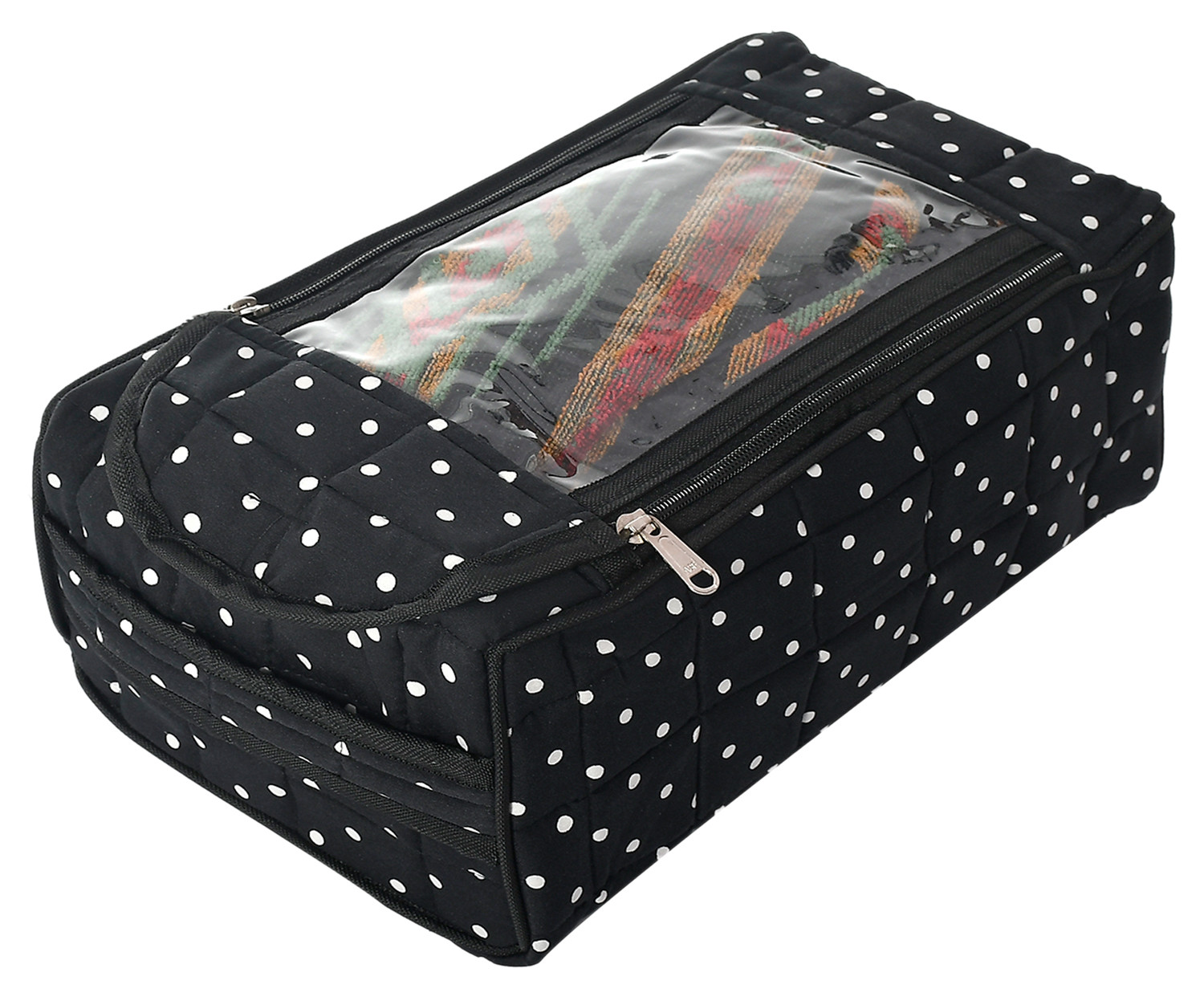 Kuber Industries Dot Printed Dopp Kit For Travel, Cosmetic and Bathroom Bag, Shaving Bag, Shoe Organizer, Toiletry Bag for Men or Women (Black)