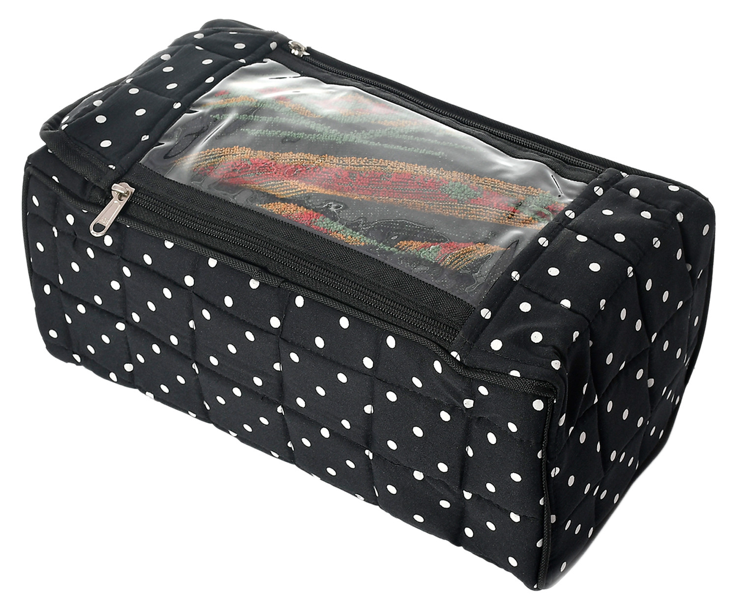 Kuber Industries Dot Printed Dopp Kit For Travel, Cosmetic and Bathroom Bag, Shaving Bag, Shoe Organizer, Toiletry Bag for Men or Women (Black)