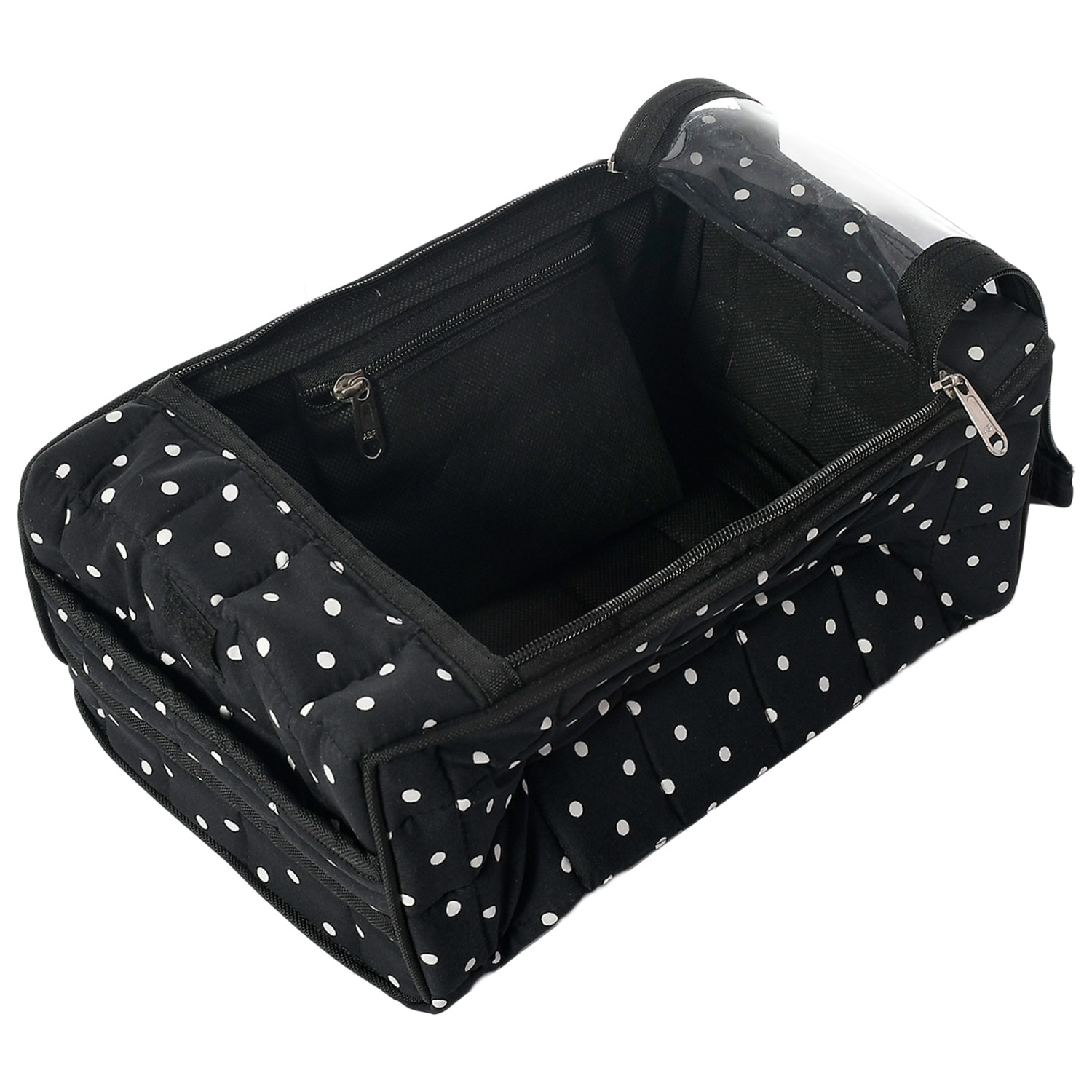 Kuber Industries Dot Printed Dopp Kit For Travel, Cosmetic and Bathroom Bag, Shaving Bag, Shoe Organizer, Toiletry Bag for Men or Women (Black)
