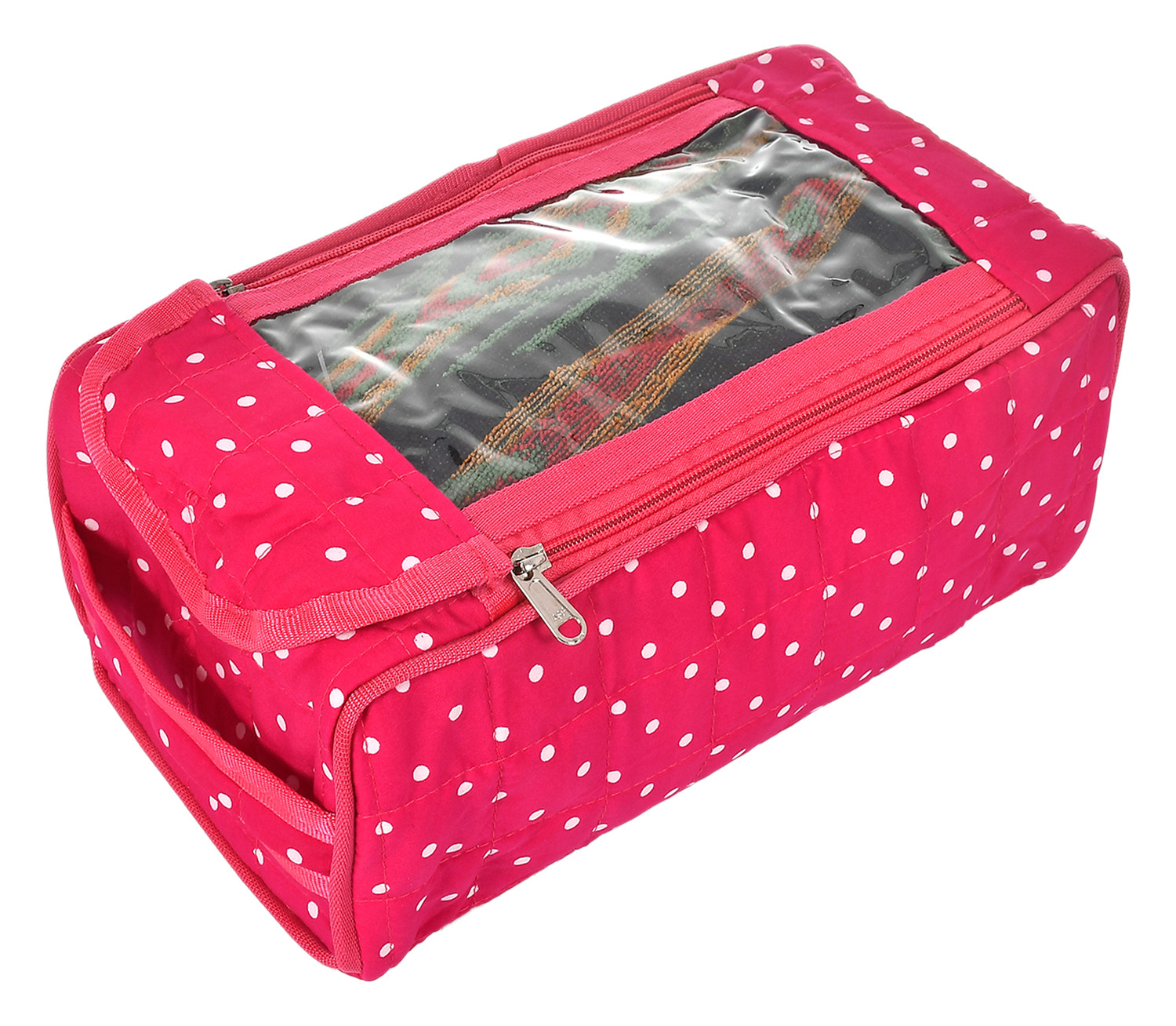 Kuber Industries Dot Printed Dopp Kit For Travel, Cosmetic and Bathroom Bag, Shaving Bag, Shoe Organizer, Toiletry Bag for Men or Women (Pink)