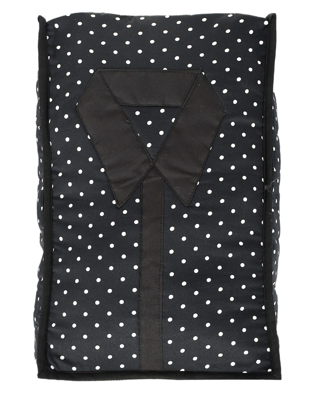 Kuber Industries Dot Printed Foldable Cotton Cloth Organizer/Cover For Shirts, T-shirts, Trousers, Jeans With Clear Window (Black)