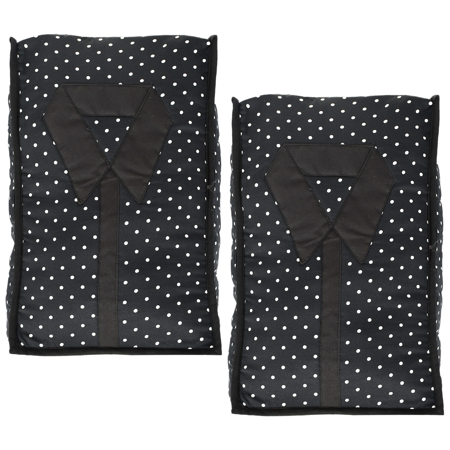 Kuber Industries Dot Printed Foldable Cotton Cloth Organizer/Cover For Shirts, T-shirts, Trousers, Jeans With Clear Window (Black)