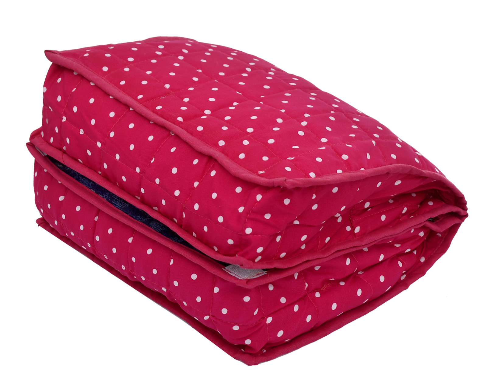 Kuber Industries Dot Printed Foldable Cotton Storage Bag/Garments Organizer With 2 Tranasparent Compartment (Pink) -45KM037