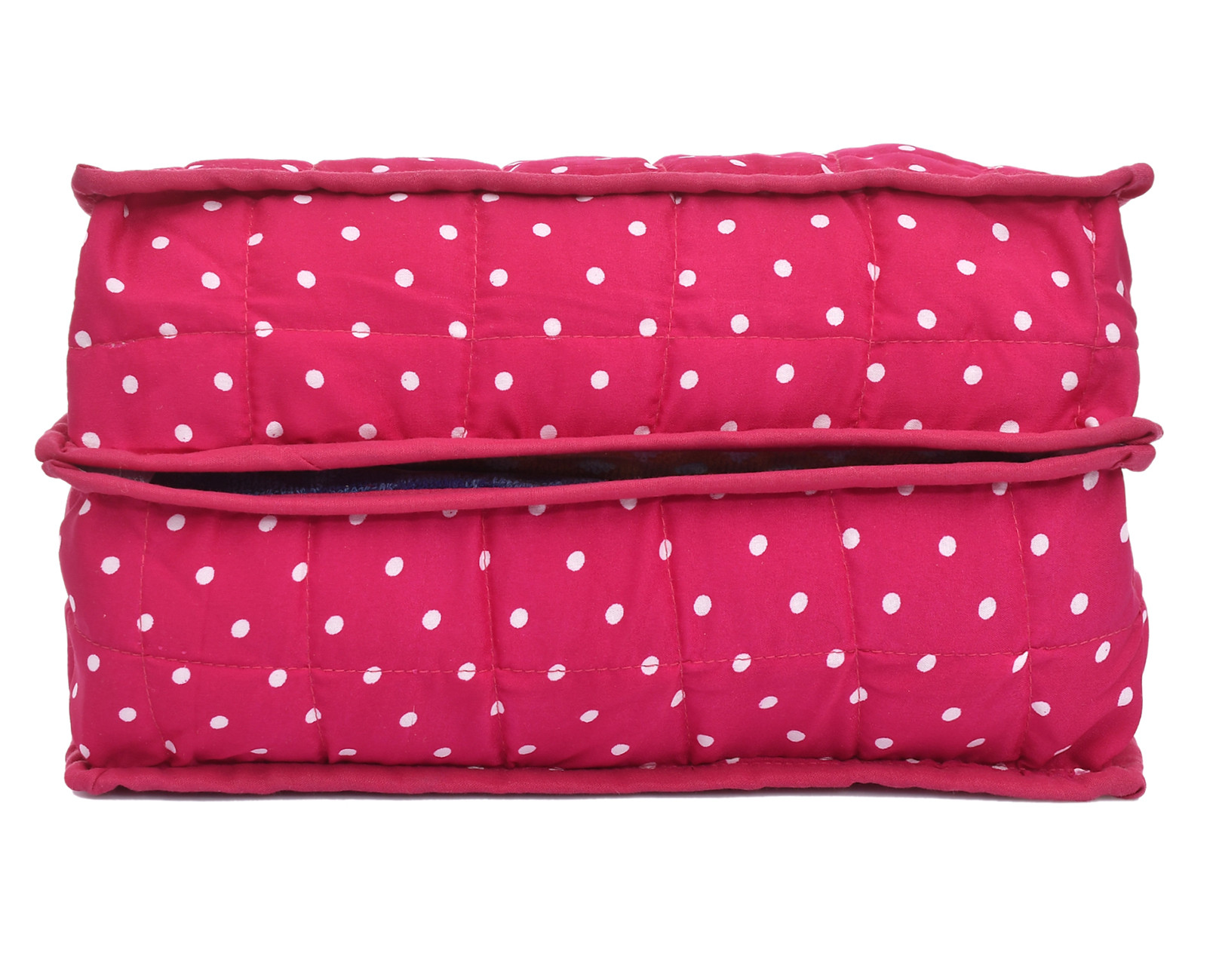 Kuber Industries Dot Printed Foldable Cotton Storage Bag/Garments Organizer With 2 Tranasparent Compartment (Pink) -45KM037