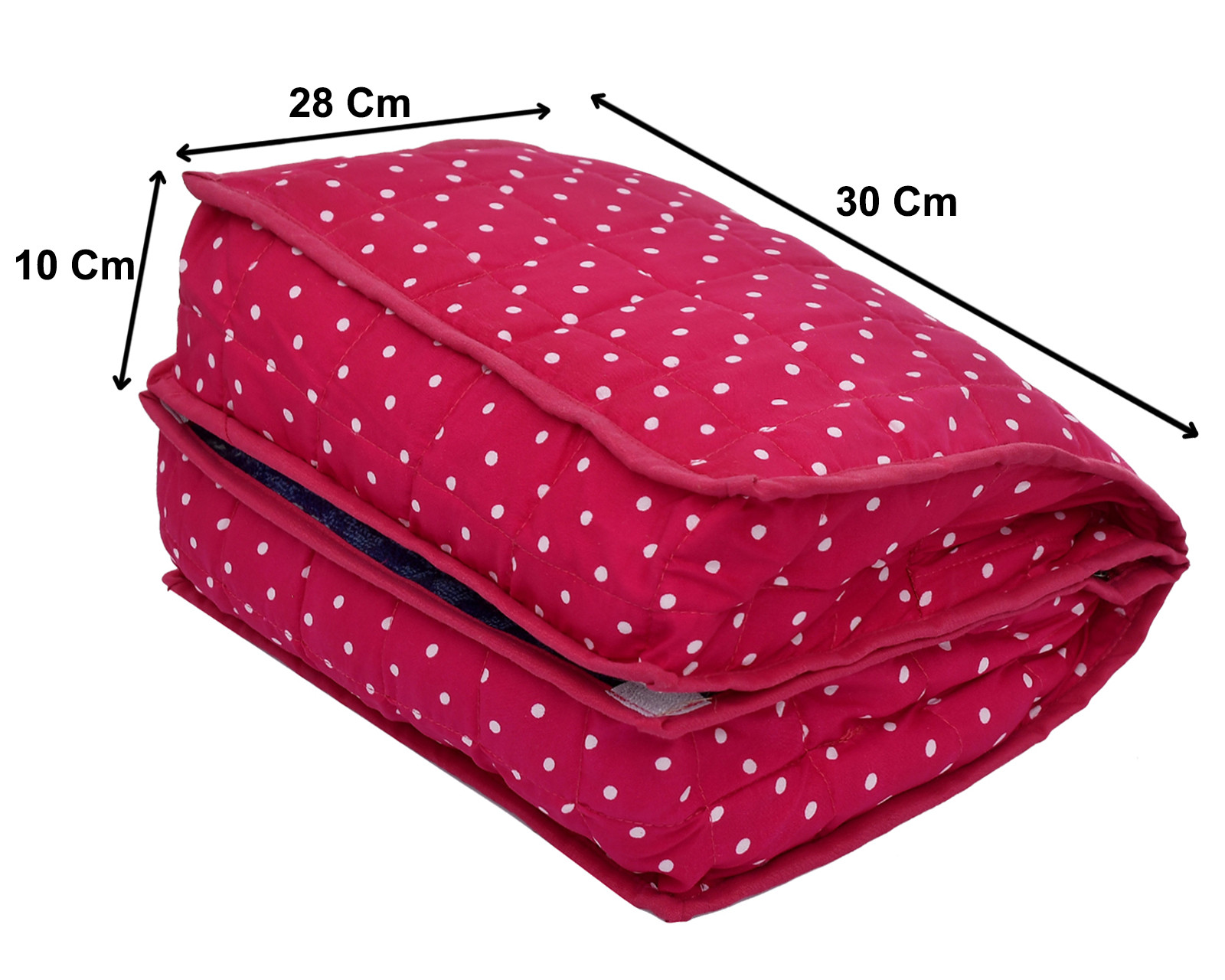 Kuber Industries Dot Printed Foldable Cotton Storage Bag/Garments Organizer With 2 Tranasparent Compartment (Pink) -45KM037