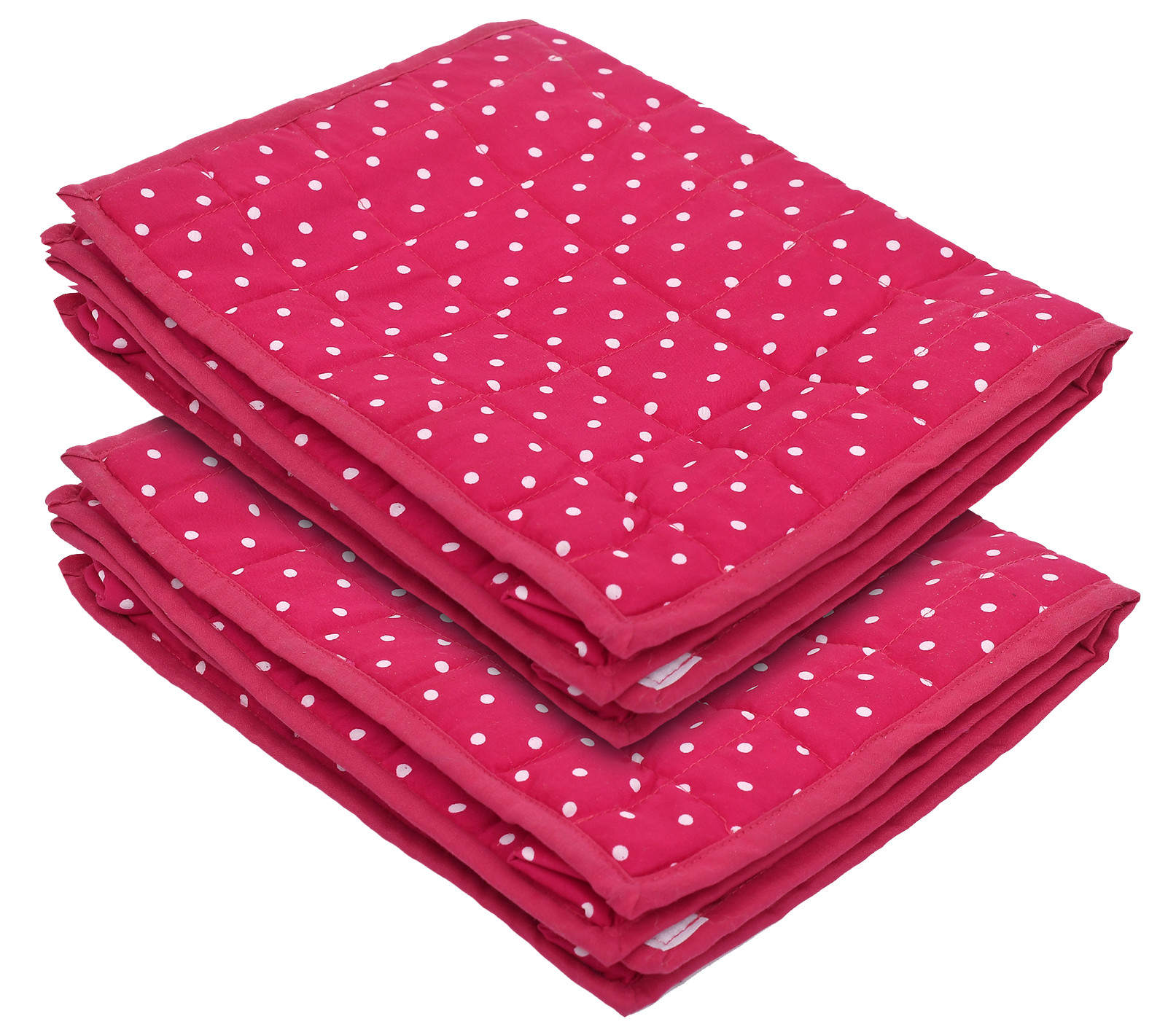 Kuber Industries Dot Printed Foldable Cotton Storage Bag/Garments Organizer With 2 Tranasparent Compartment (Pink) -45KM037
