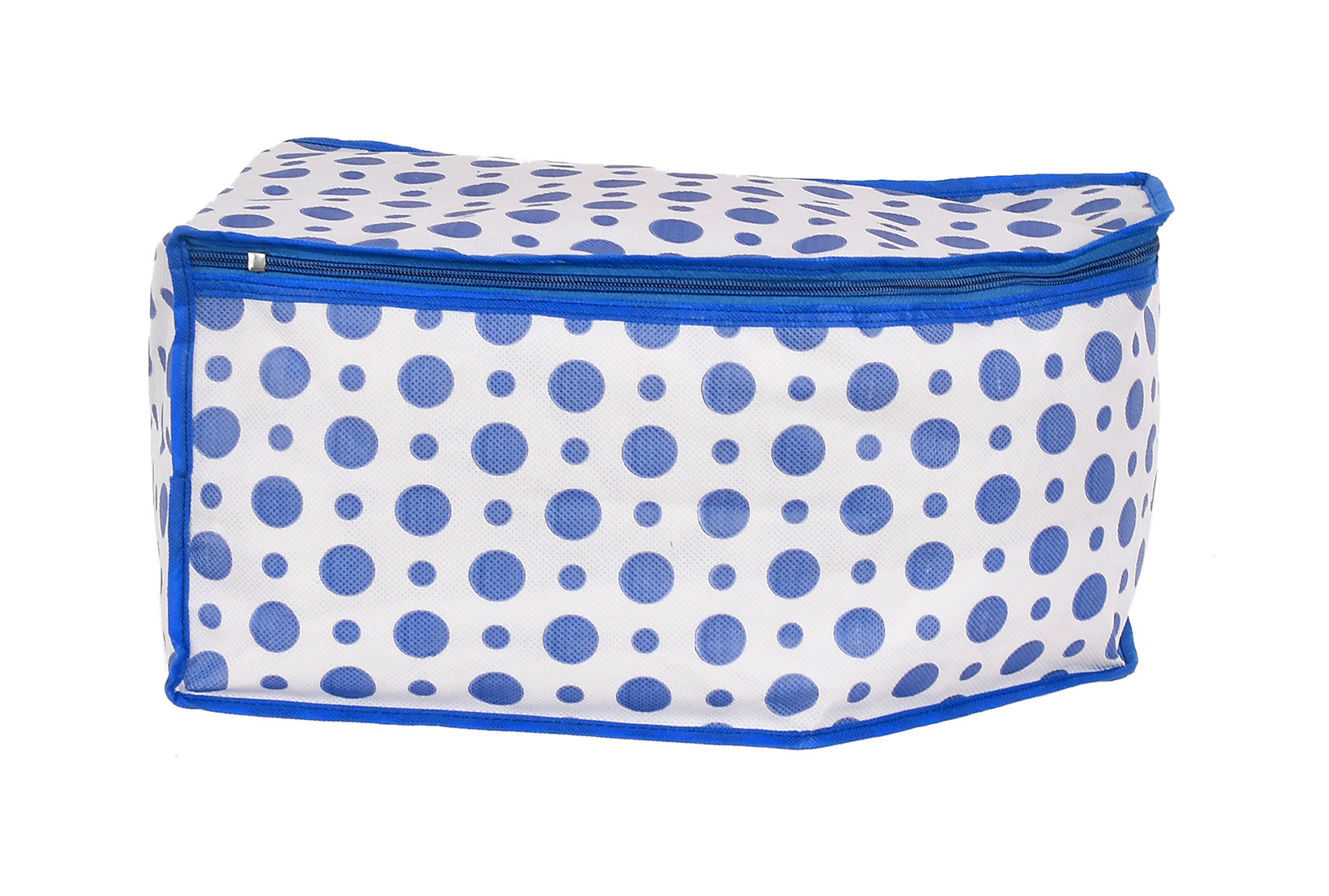 Kuber Industries Dot Printed Foldable, Lightweight Non-Woven Blouse & Saree Cover/Organizer Set With Tranasparent Window-(Blue)-46KM0465