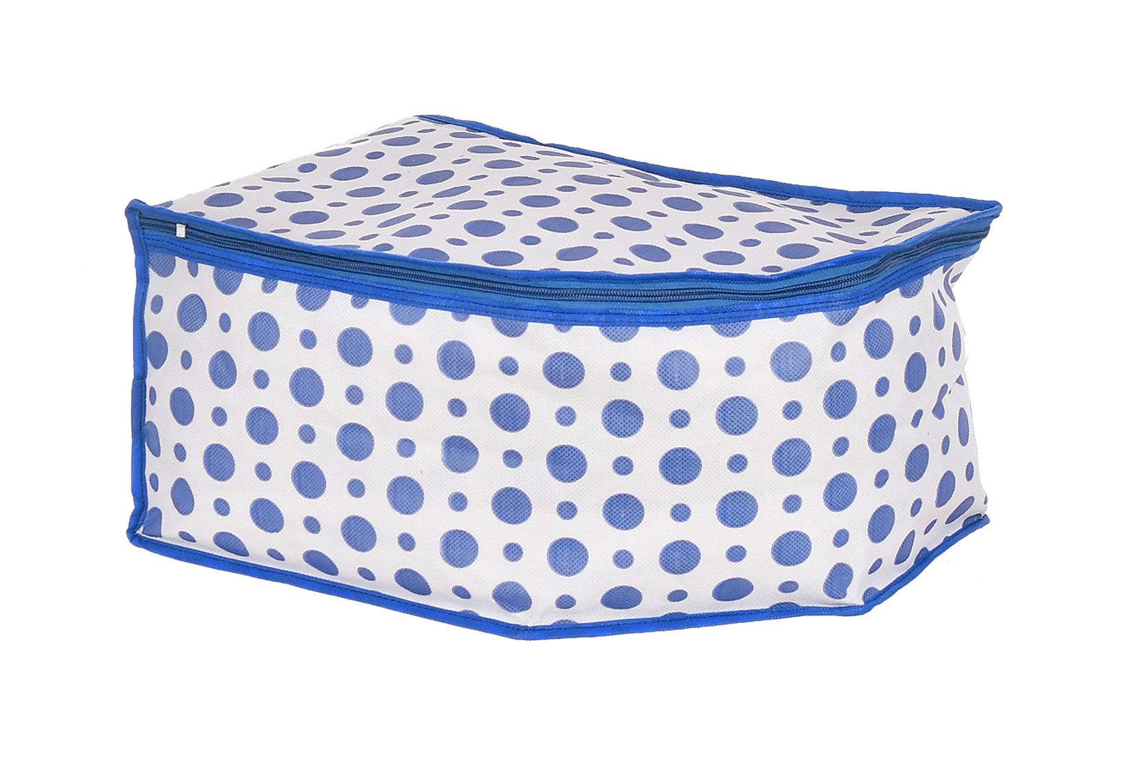 Kuber Industries Dot Printed Foldable, Lightweight Non-Woven Blouse Cover/Organizer With Tranasparent Window- (Blue)-46KM0303