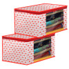 Kuber Industries Dot Printed Foldable, Lightweight Non-Woven Saree Cover/Organizer With Tranasparent Window-(Pink)-46KM0477